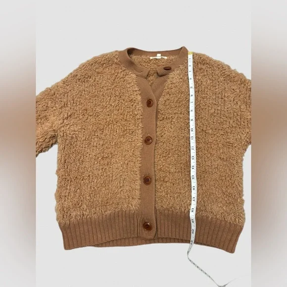 Alex Mill Wool Teddy Cardigan Sweater Brown Tan Size M - Picture 9 of 10
